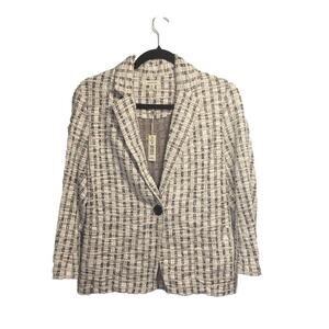 New Max Studio Tweed‎ Preppy Cute Work Blazer Women’s Medium Pink Plaid Pockets